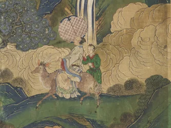 Guest arriving, detail from The Banquet of Seowangmo, c.1800